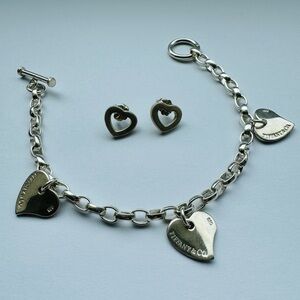 Vintage Tiffany & Co. heart bracelet and matching stud earrings